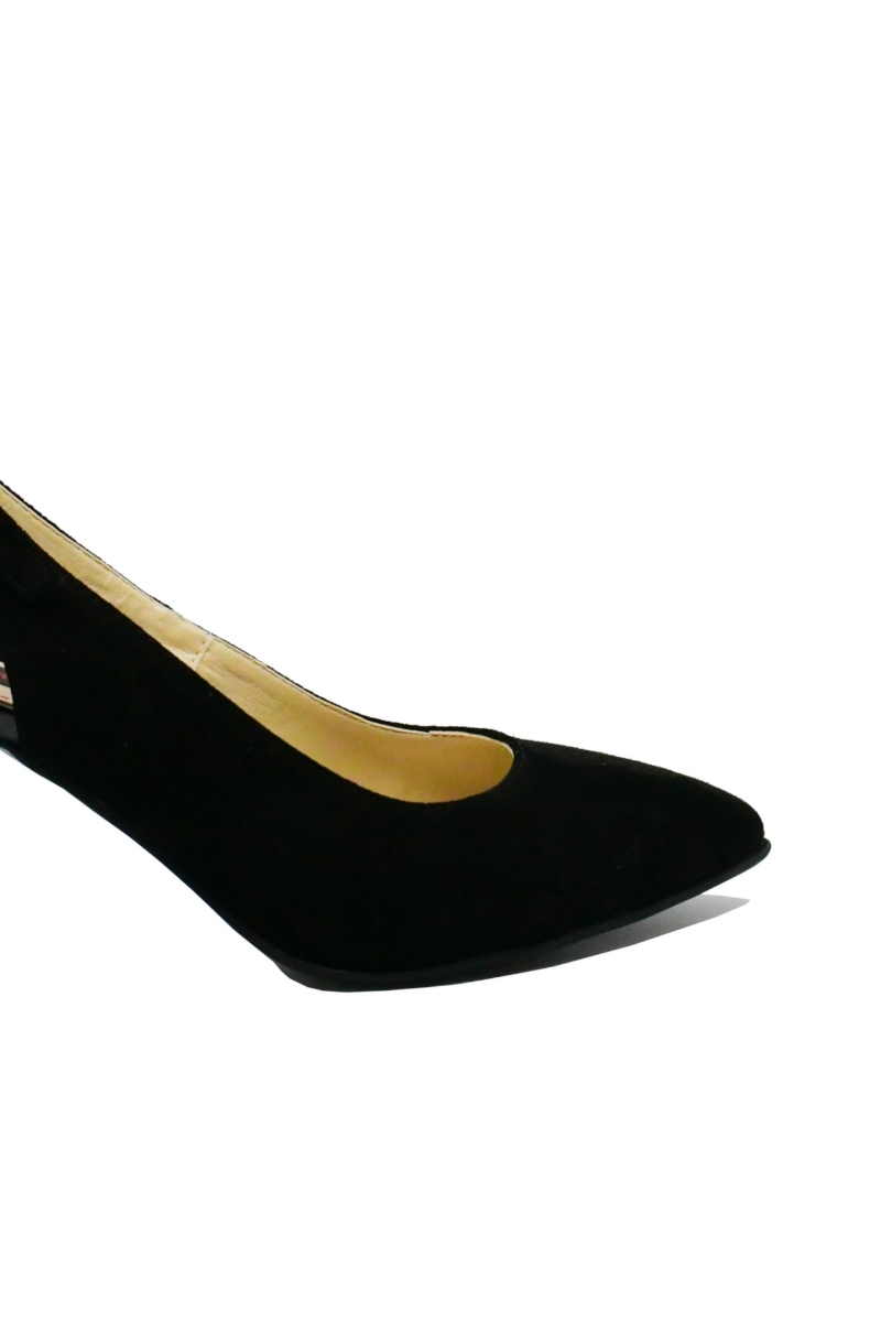 Imagine Pantofi decupați stiletto negri, din piele întoarsă SORD24