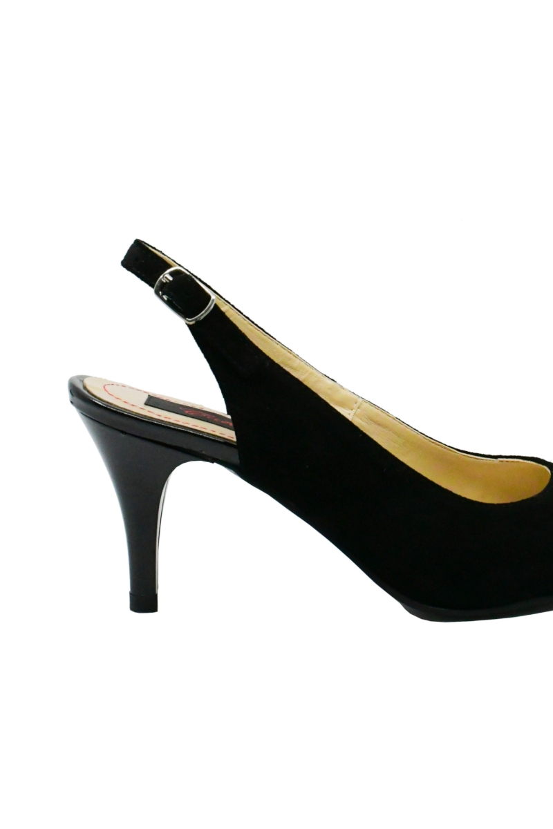 Imagine Pantofi decupați stiletto negri, din piele întoarsă SORD24