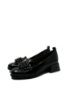 Imagine Pantofi damă cu buchet de ciucuri decorativi, negri, din lac FLO613