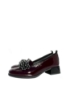 Imagine Pantofi damă cu buchet de ciucuri decorativi, vișinii, din lac FLO613