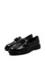 Imagine Pantofi damă casual, cu coroniță decorativă, negri, din lac FLO611