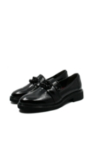 Imagine Pantofi damă casual, cu coroniță decorativă, negri, din lac FLO611