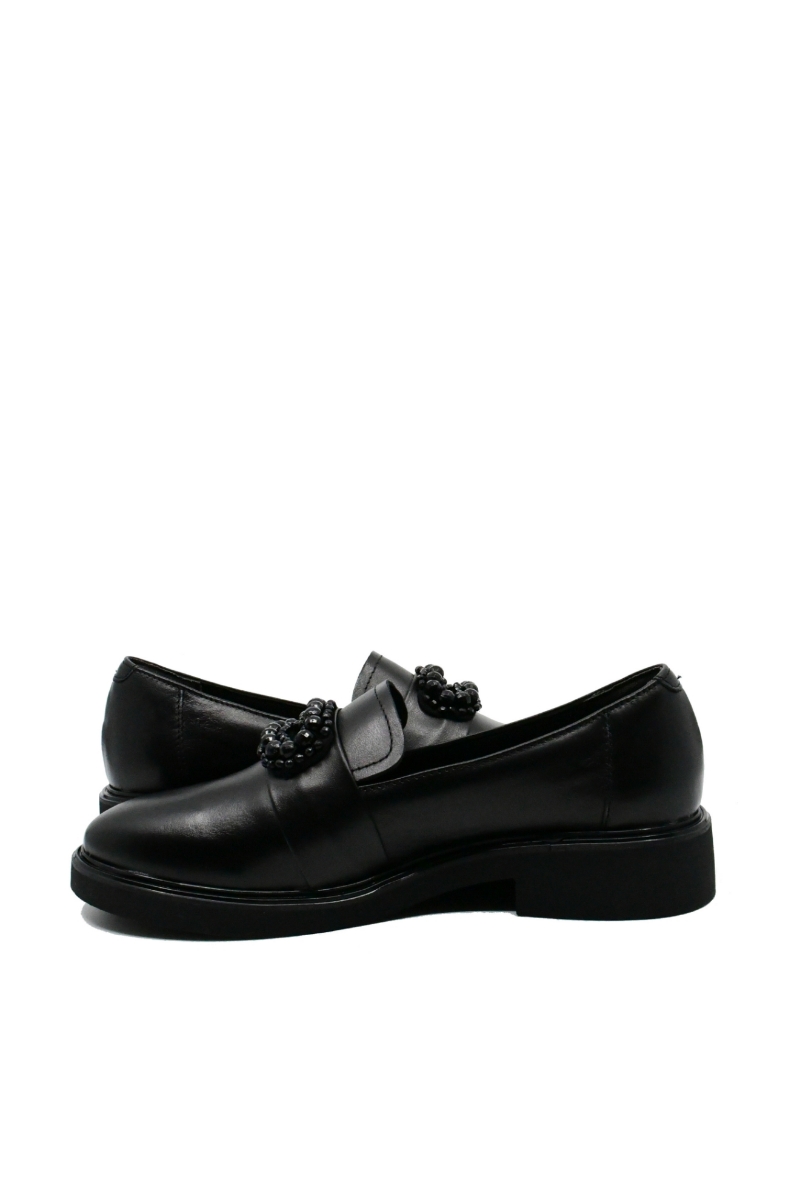 Imagine Pantofi damă casual, cu coroniță decorativă, negri, din piele naturală FLO611