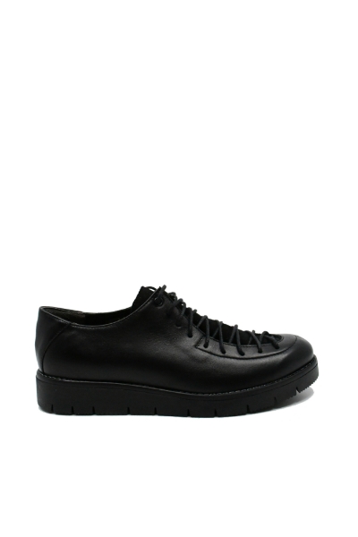 Imagine Pantofi casual cu șireturi până la vârf, negri, din piele naturală FLO899
