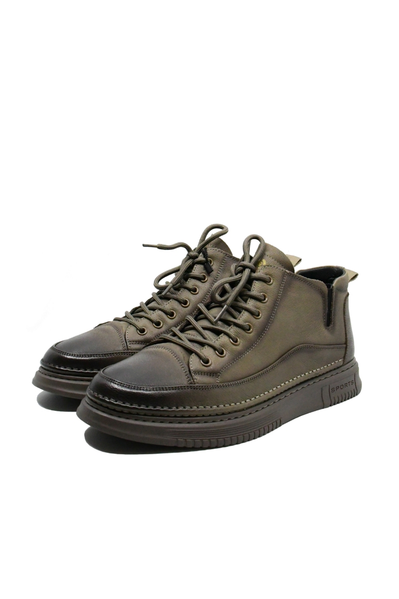 Imagine Ghete bărbați stil sport gri, din piele naturală FNX99336