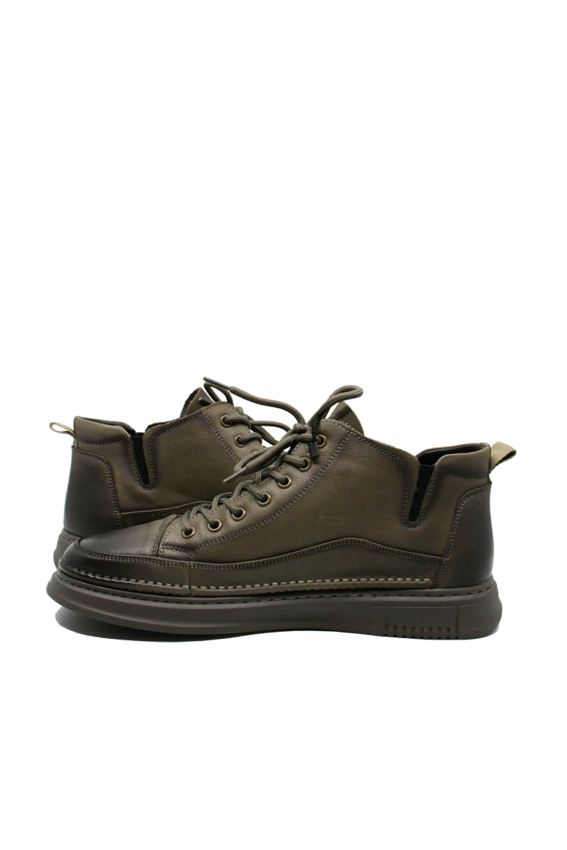 Imagine Ghete bărbați stil sport gri, din piele naturală FNX99336