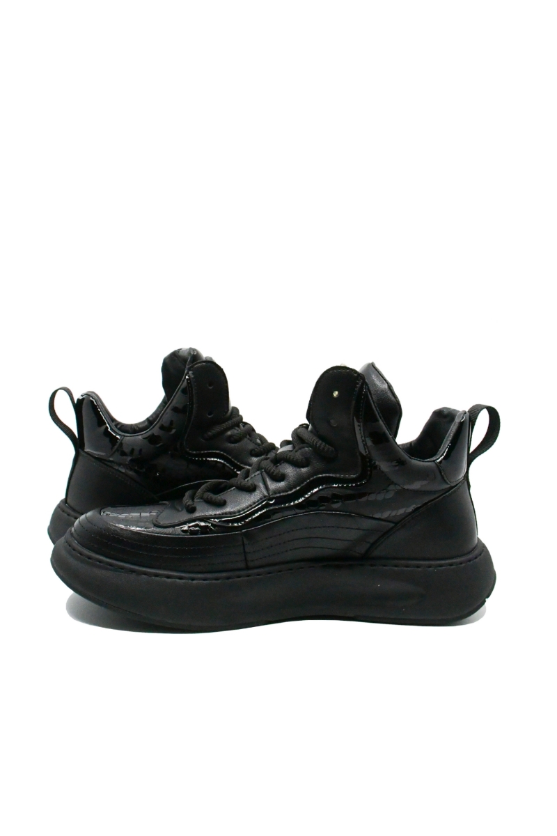 Imagine Ghete model sport bărbați negre, din piele naturală FNX82361-10