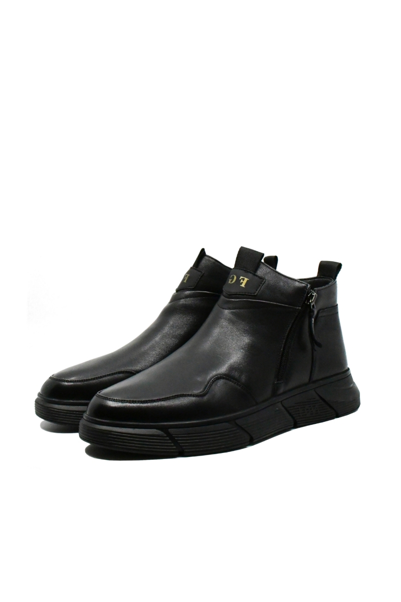 Imagine Ghete stilate bărbați negre, din piele naturală, cu fermoar lateral FNX999339