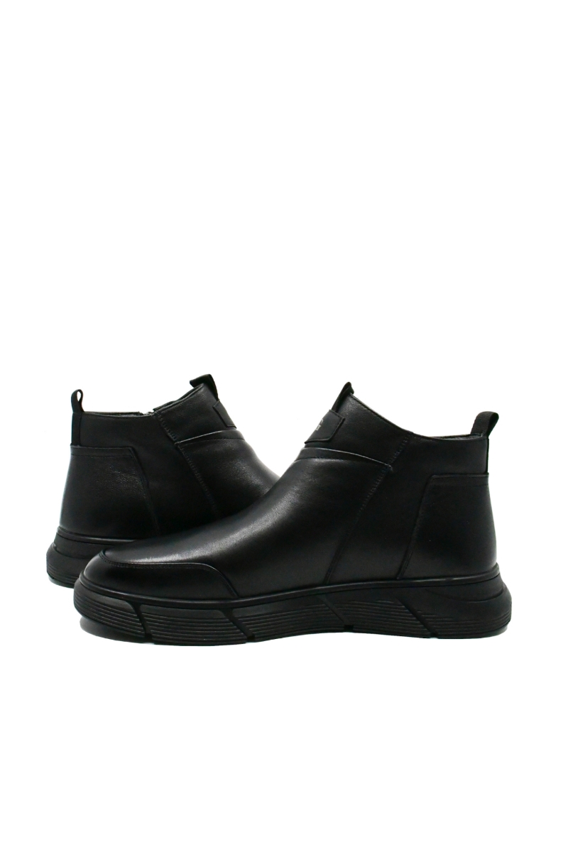 Imagine Ghete stilate bărbați negre, din piele naturală, cu fermoar lateral FNX999339