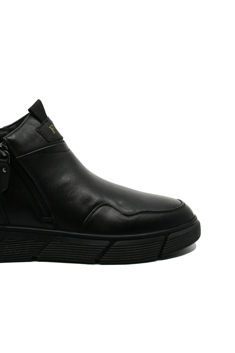 Imagine Ghete stilate bărbați negre, din piele naturală, cu fermoar lateral FNX999339