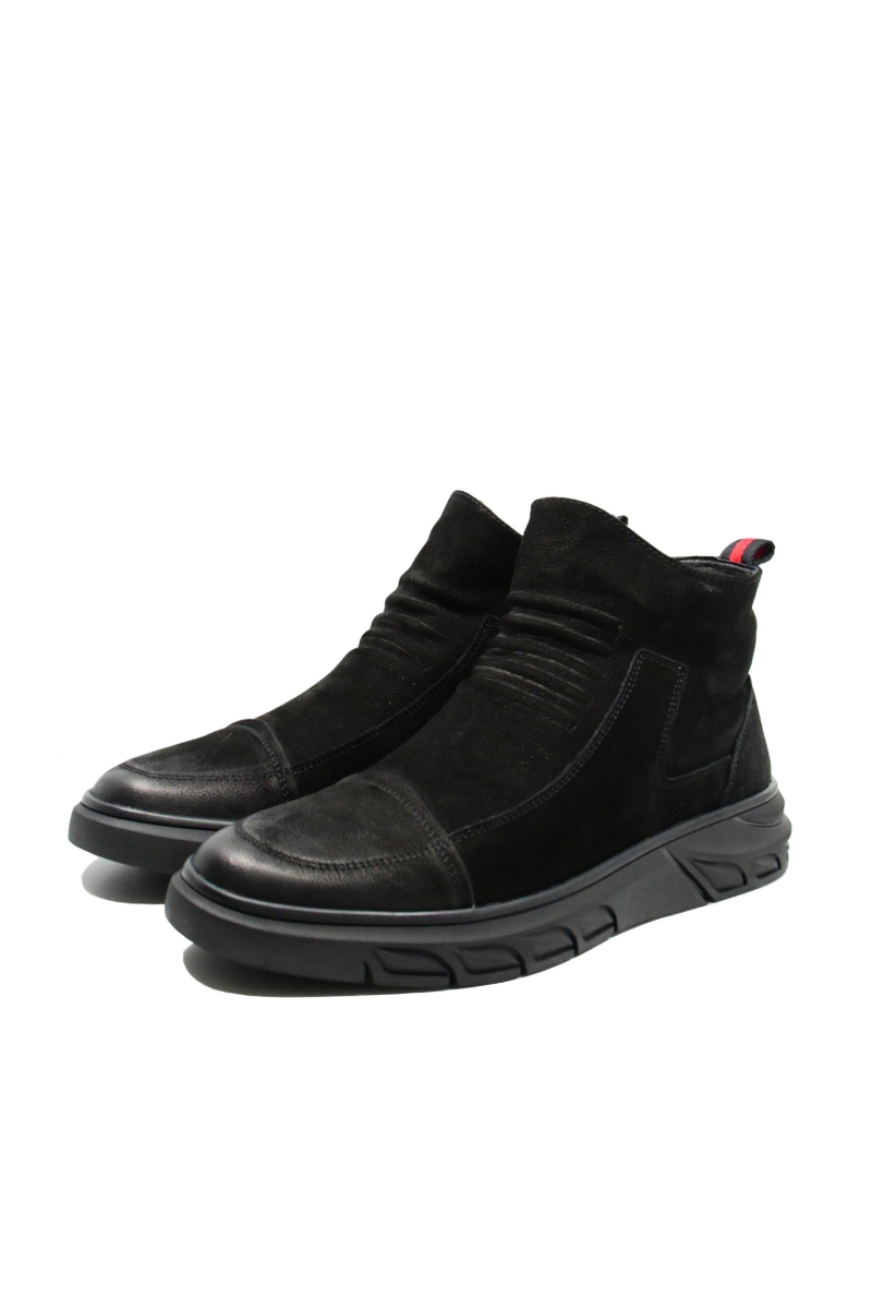 Imagine Ghete bărbați elegante, negre, din piele întoarsă FNX1003-11