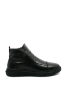 Imagine Ghete hi-top bărbați stilate, negre, din piele naturală fin granulată FNX1201-1
