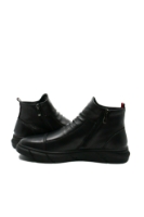 Imagine Ghete hi-top bărbați stilate, negre, din piele naturală fin granulată FNX1201-1