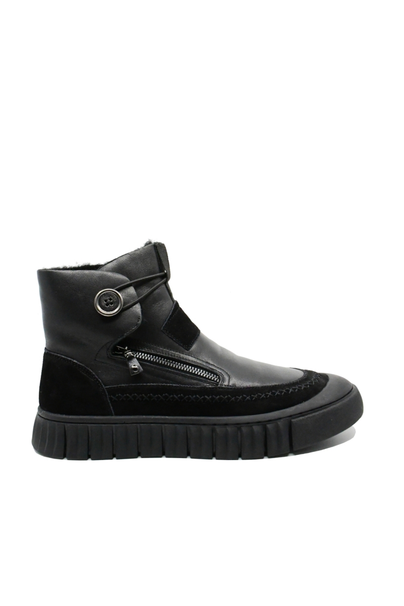 Imagine Ghete bărbați hi-top îmblănite, negre, din piele naturală OTR21813