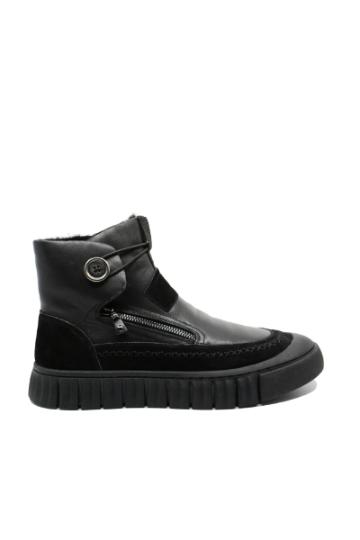 Imagine Ghete bărbați hi-top îmblănite, negre, din piele naturală OTR21813