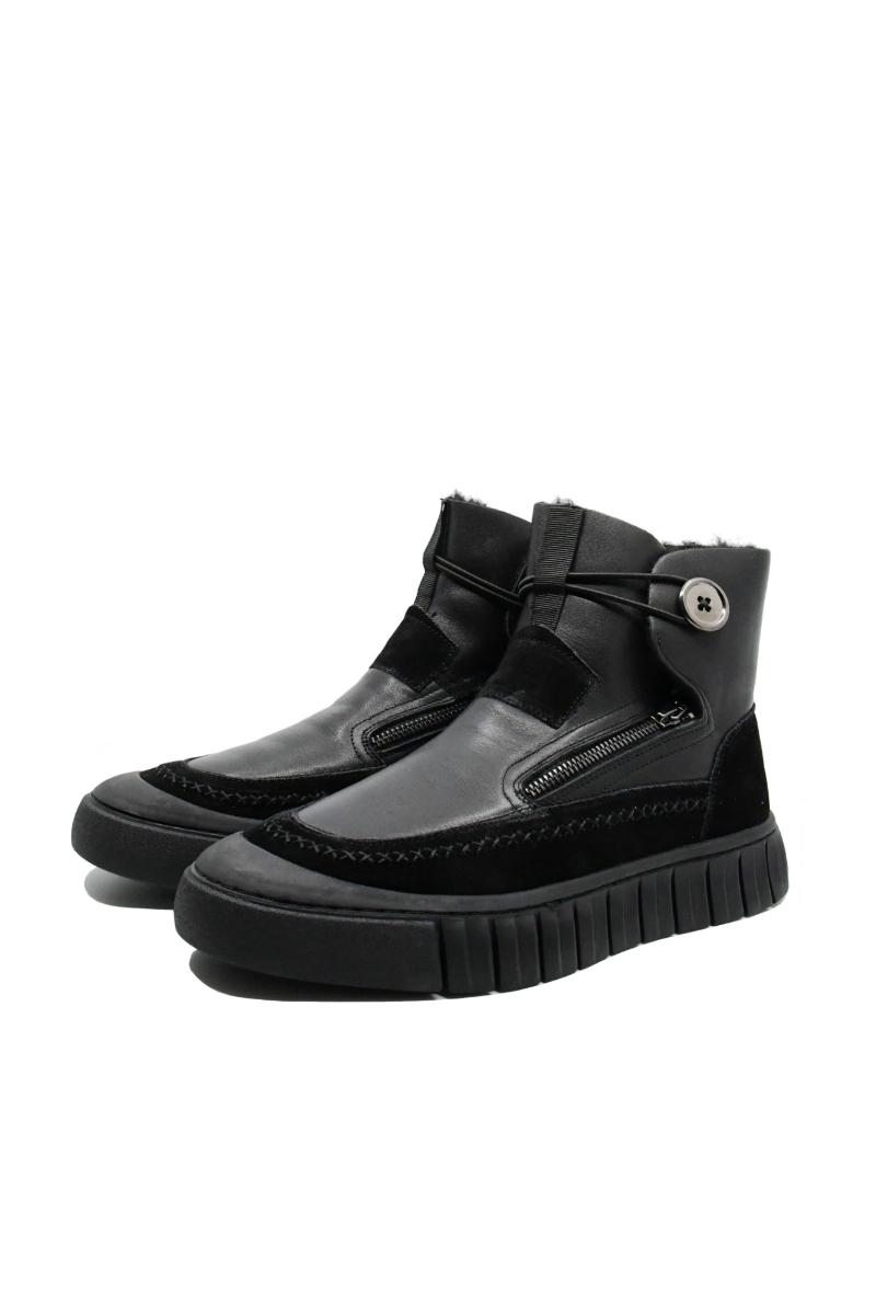 Imagine Ghete bărbați hi-top îmblănite, negre, din piele naturală OTR21813