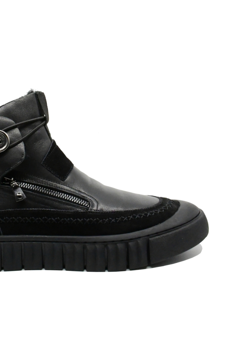 Imagine Ghete bărbați hi-top îmblănite, negre, din piele naturală OTR21813