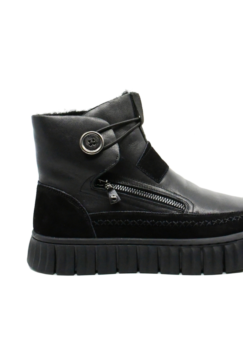 Imagine Ghete bărbați hi-top îmblănite, negre, din piele naturală OTR21813