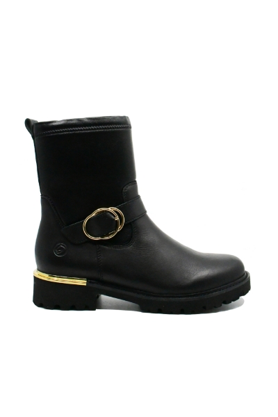 Imagine Ghete damă negre cu accesorii aurii din piele naturală REMD8666-01