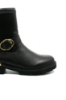 Imagine Ghete damă negre cu accesorii aurii din piele naturală REMD8666-01