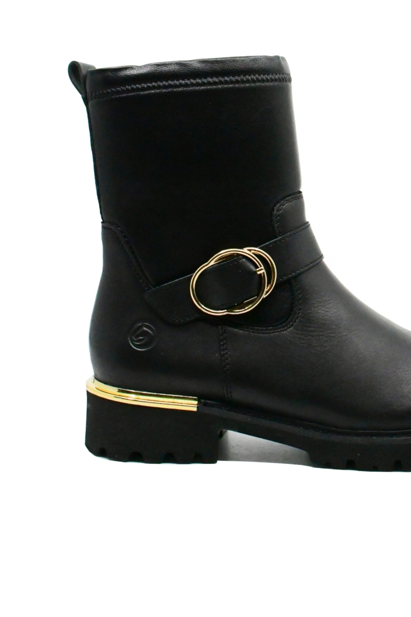 Imagine Ghete damă negre cu accesorii aurii din piele naturală REMD8666-01
