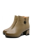 Imagine Botine damă cu toc bloc, apricot, din piele naturală KIVA611852