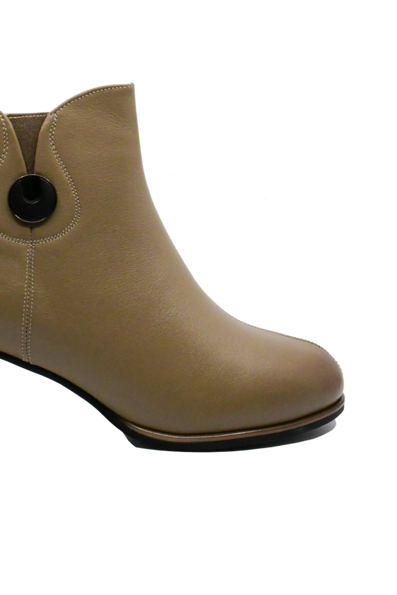Imagine Botine damă cu toc bloc, apricot, din piele naturală KIVA611852