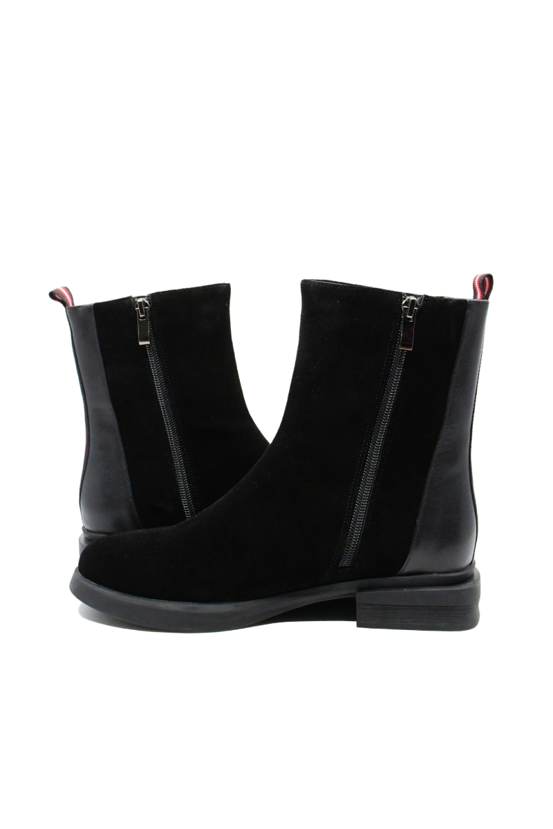 Imagine Botine damă negre, din piele întoarsă