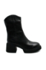 Imagine Ghete damă cu toc gros, negre, din piele naturală FNX6803