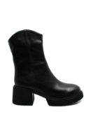 Imagine Ghete damă cu toc gros, negre, din piele naturală FNX6803