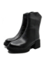 Imagine Ghete damă cu toc gros, negre, din piele naturală FNX6803