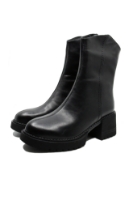 Imagine Ghete damă cu toc gros, negre, din piele naturală FNX6803