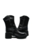 Imagine Ghete damă cu toc gros, negre, din piele naturală FNX6803