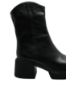Imagine Ghete damă cu toc gros, negre, din piele naturală FNX6803