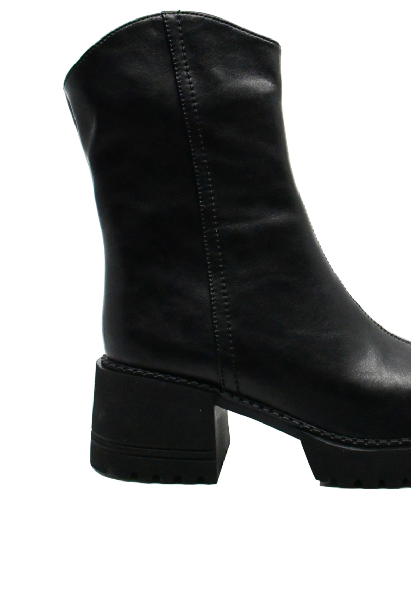 Imagine Ghete damă cu toc gros, negre, din piele naturală FNX6803