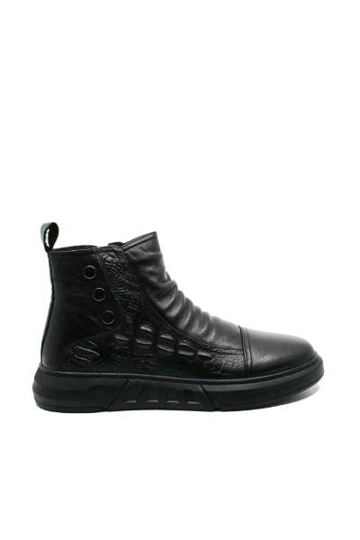 Imagine Ghete bărbați negre, cu model croco, din piele naturală OTR30007