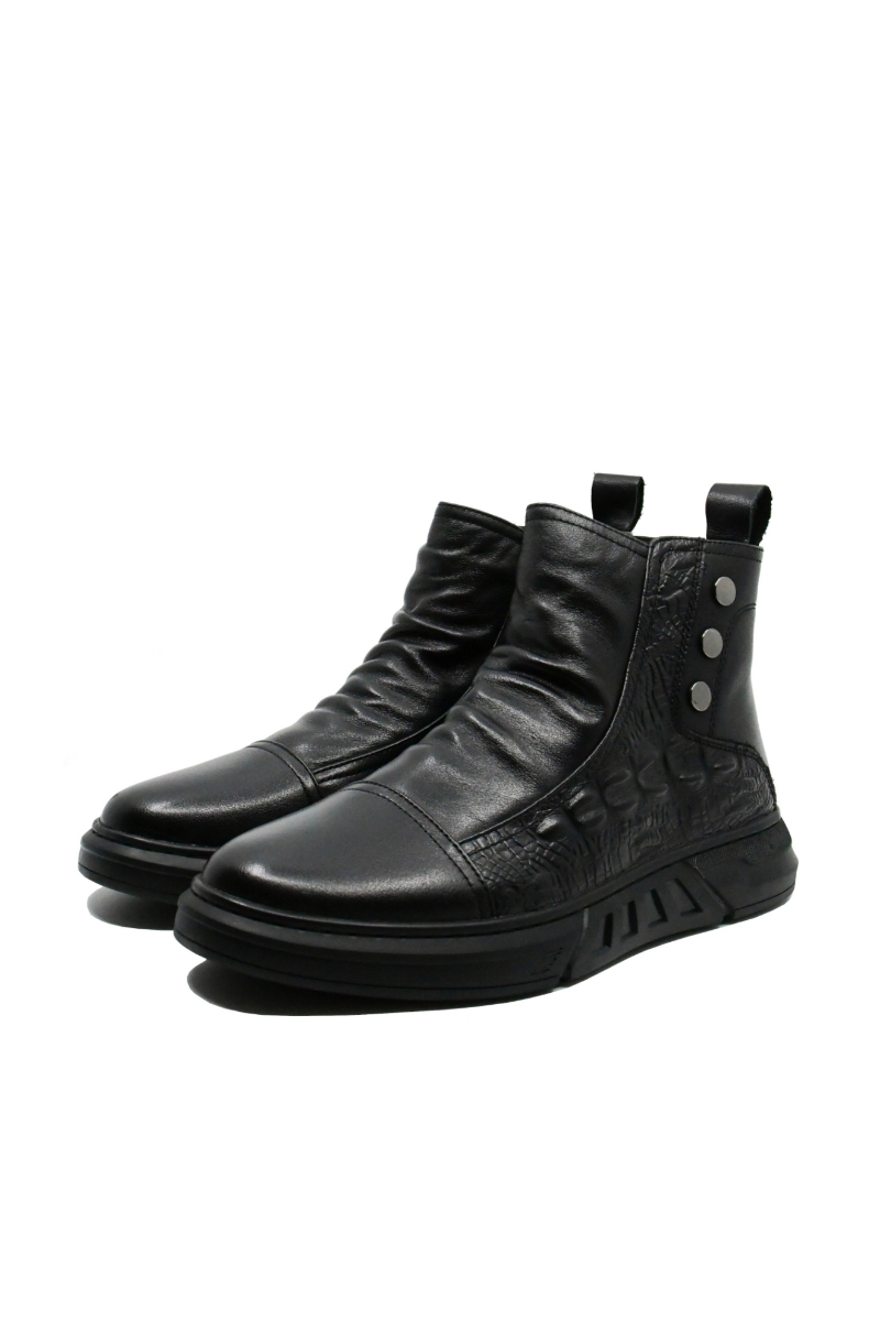 Imagine Ghete bărbați negre, cu model croco, din piele naturală OTR30007