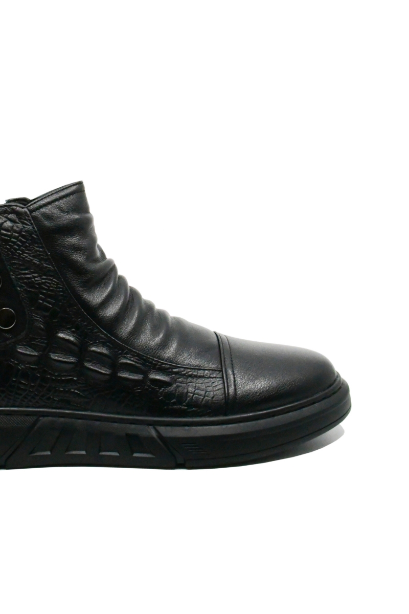 Imagine Ghete bărbați negre, cu model croco, din piele naturală OTR30007