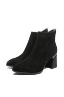 Imagine Botine damă cu toc modern, negre, din piele întoarsă FNX21687