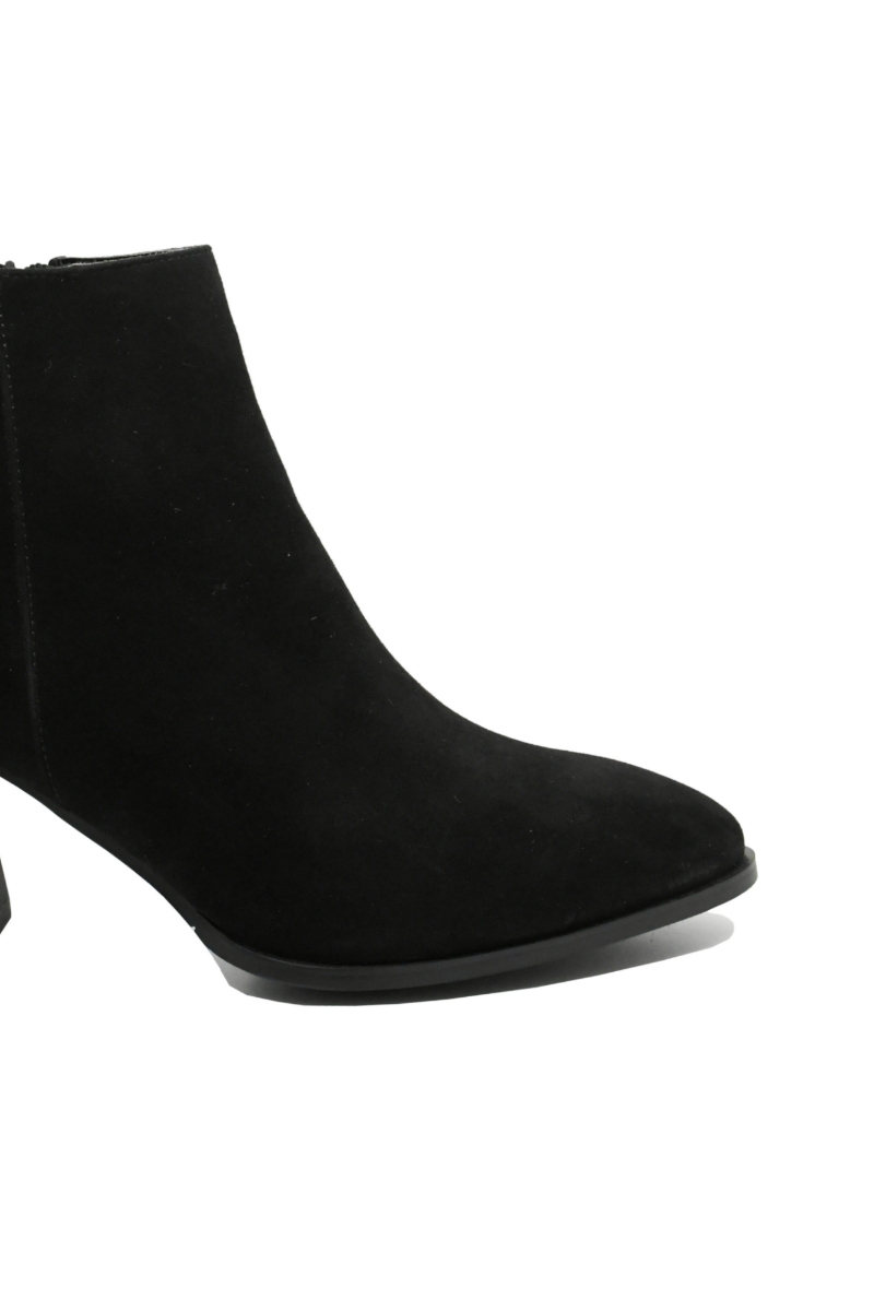 Imagine Botine damă cu toc modern, negre, din piele întoarsă FNX21687