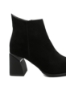 Imagine Botine damă cu toc modern, negre, din piele întoarsă FNX21687