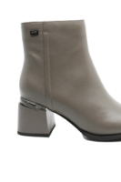 Imagine Botine damă cu toc masiv, gri, din piele naturală FNX5830 
