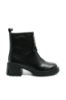 Imagine Botine damă cu fermoar în față și ciucure, negre, din piele naturală FNX2946