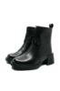 Imagine Botine damă cu fermoar în față și ciucure, negre, din piele naturală FNX2946