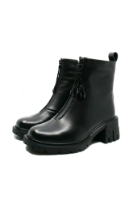 Imagine Botine damă cu fermoar în față și ciucure, negre, din piele naturală FNX2946
