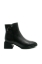 Imagine Botine damă cu toc masiv pătrat, negre, din piele naturală FNX21346