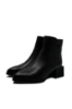 Imagine Botine damă cu toc masiv pătrat, negre, din piele naturală FNX21346