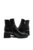 Imagine Botine damă cu toc masiv pătrat, negre, din piele naturală FNX21346