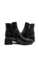 Imagine Botine damă cu toc masiv pătrat, negre, din piele naturală FNX21346