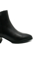 Imagine Botine damă cu toc masiv pătrat, negre, din piele naturală FNX21346